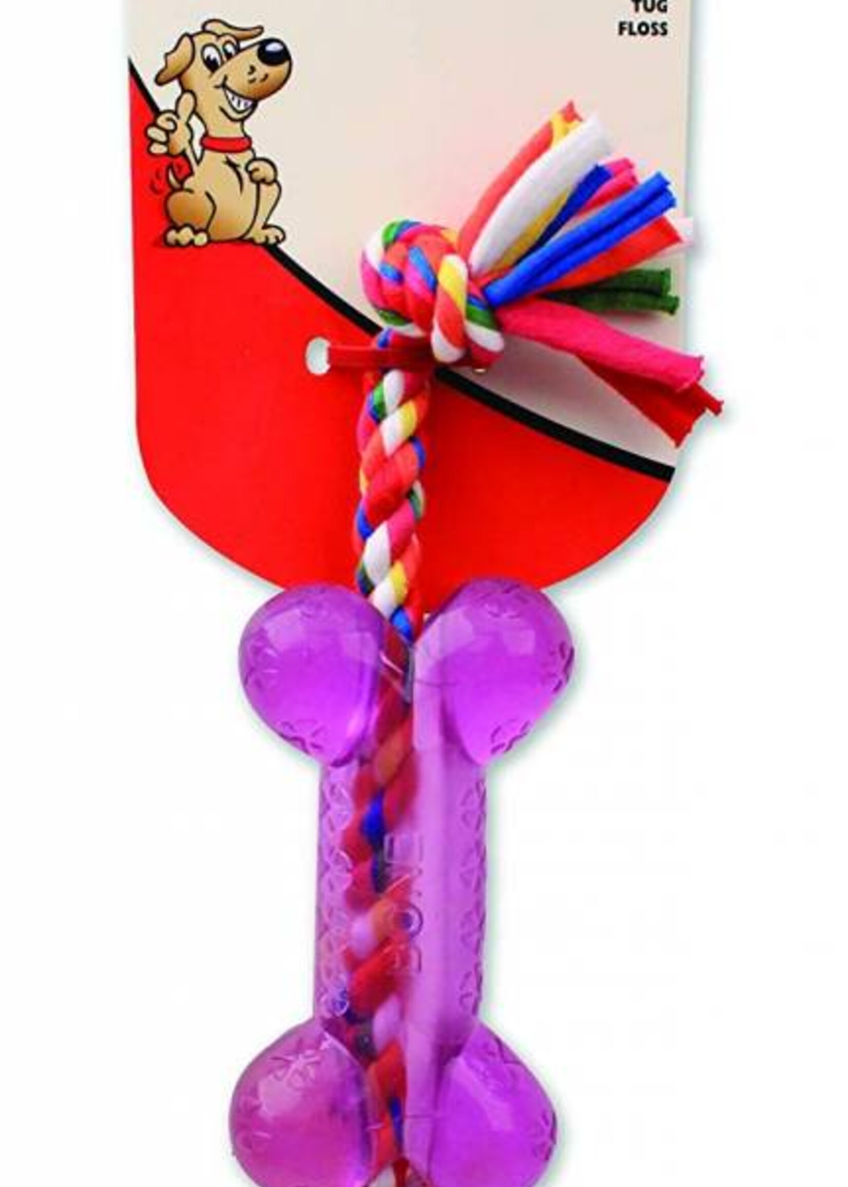 Mammoth Mammoth Flossy Chews SM TPR Bone with cloth rope
