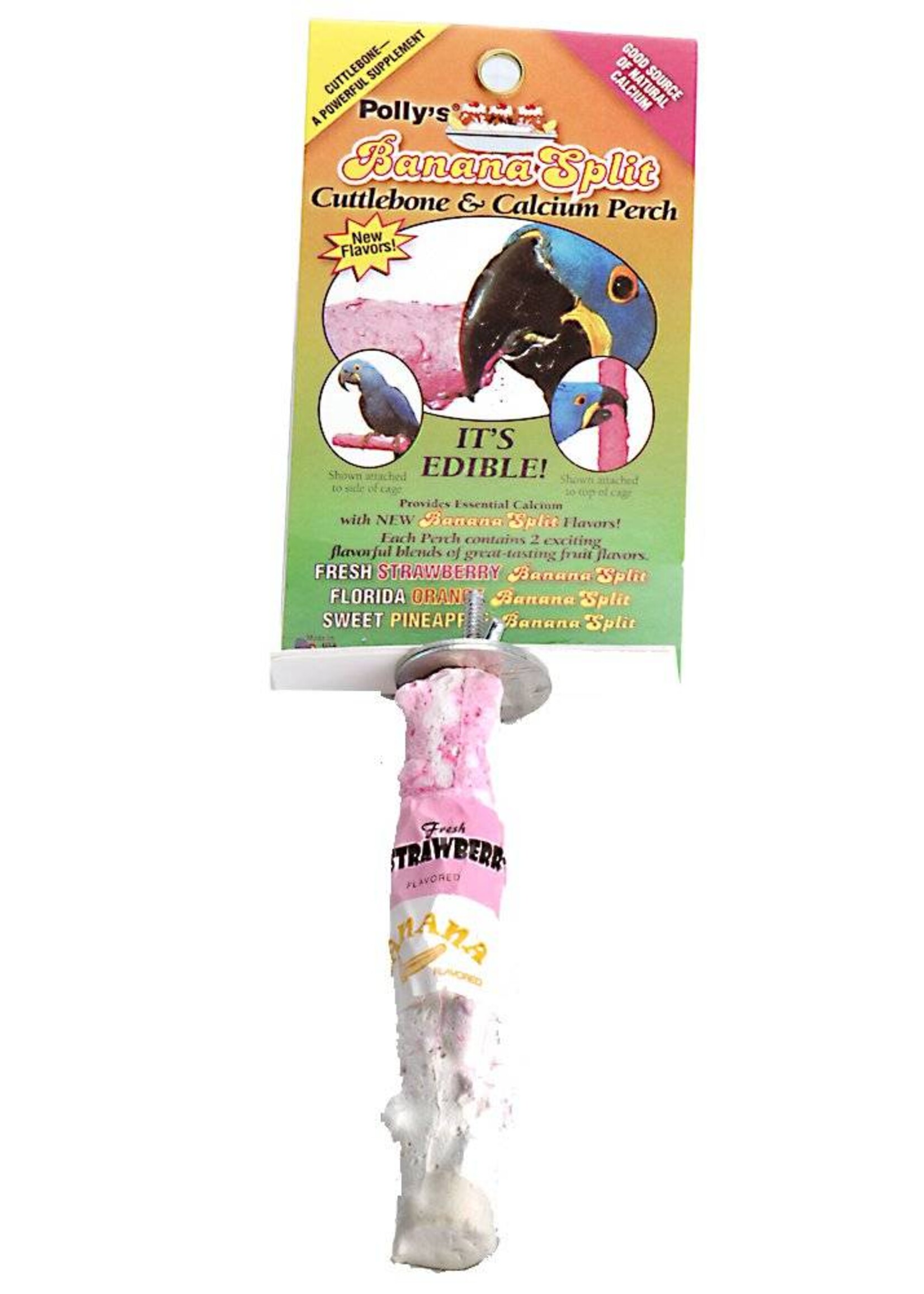 Polly's Polly's Banana Split Cuttlebone & Calcium Perch