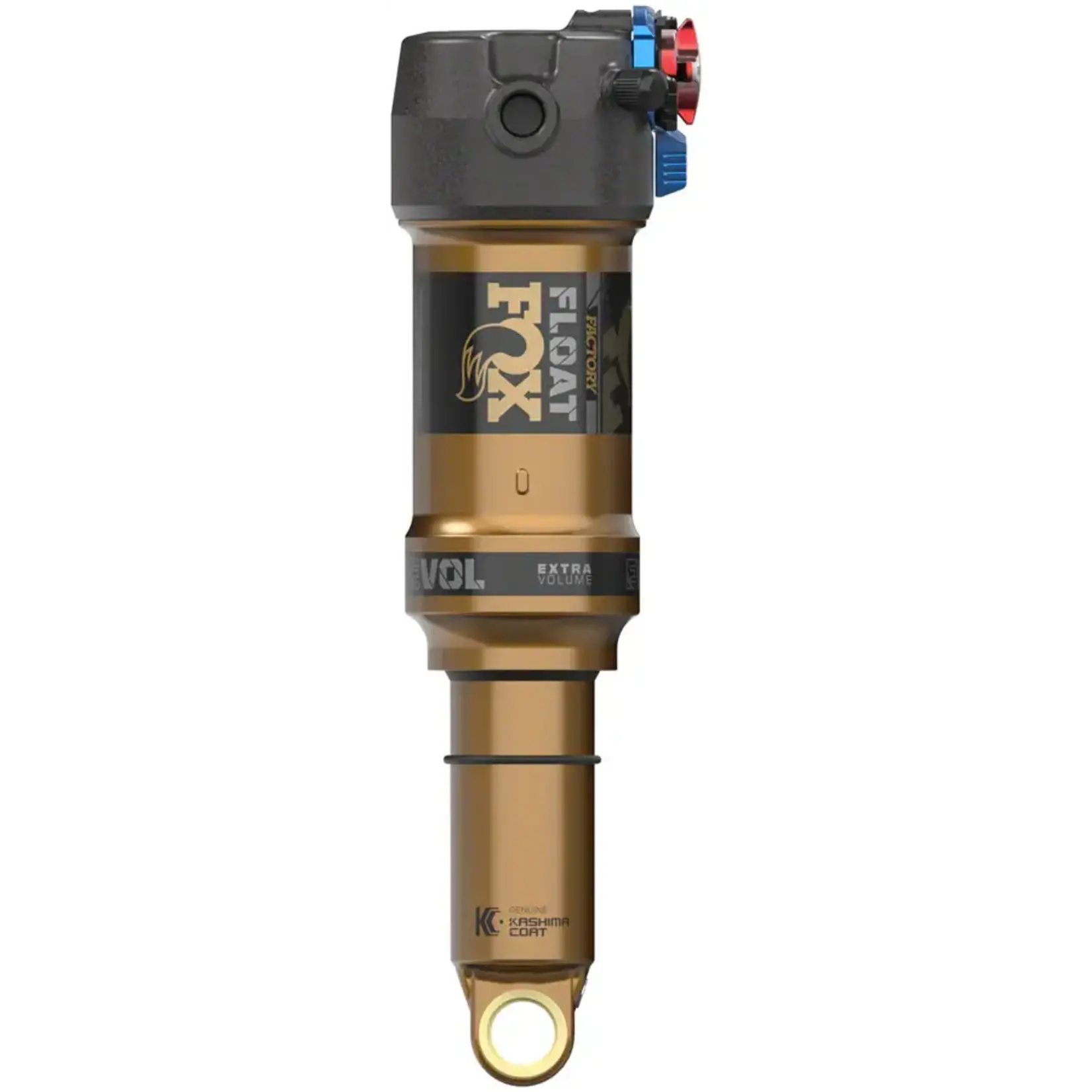 FOX FLOAT Factory Rear Shock - Trunnion Metric, 185 x 50 mm, 0.4 Spacer, 2-Position Lever, EVOL LV, Kashima Coat
