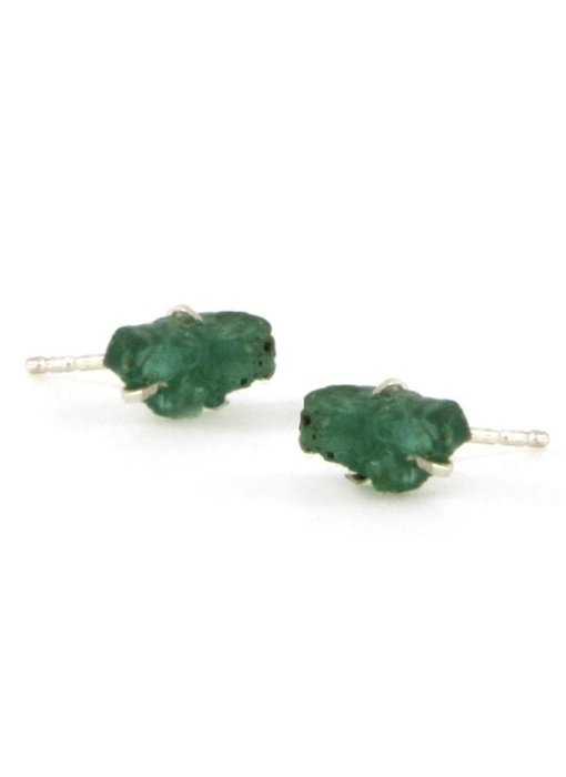 Emerald Raw Stone Earrings