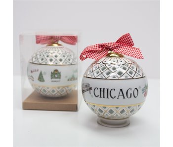 Chicago Christmas Porcelain Sphere Ornament