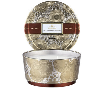 Gilt Pomander & Hinoki Decorative Tin Candle