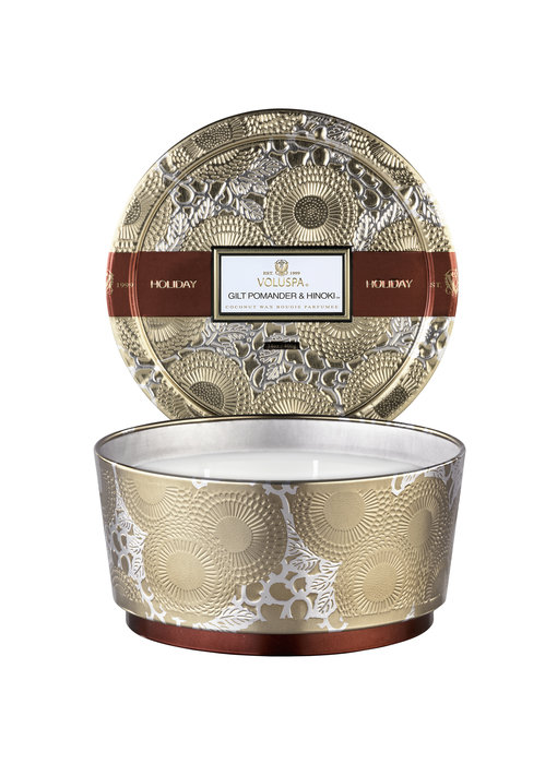 Gilt Pomander & Hinoki Decorative Tin Candle