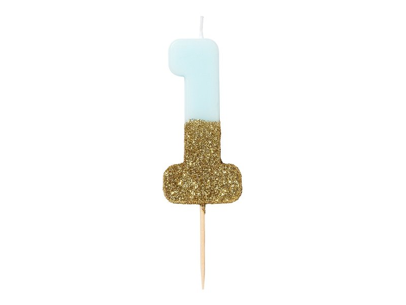 Talking Tables We Heart Birthdays Glitter Candle Blue