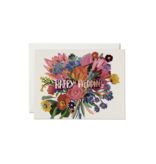 Red Cap Cards Happy Wedding Flowers Card