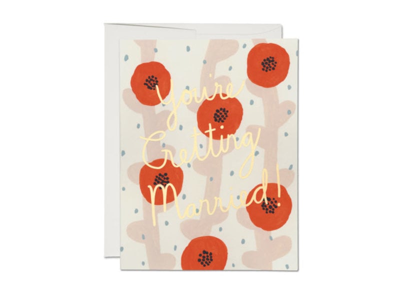 Red Cap Cards Wedding Poppies Card