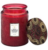 Voluspa Goji & Tarocco Large Embossed Glass Jar - Red Jar