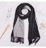 Tourance Linens Black and Grey Silk Blend Scarf