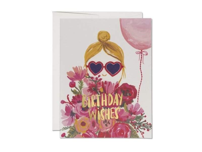 Red Cap Cards Heart Shaped Glasses Card