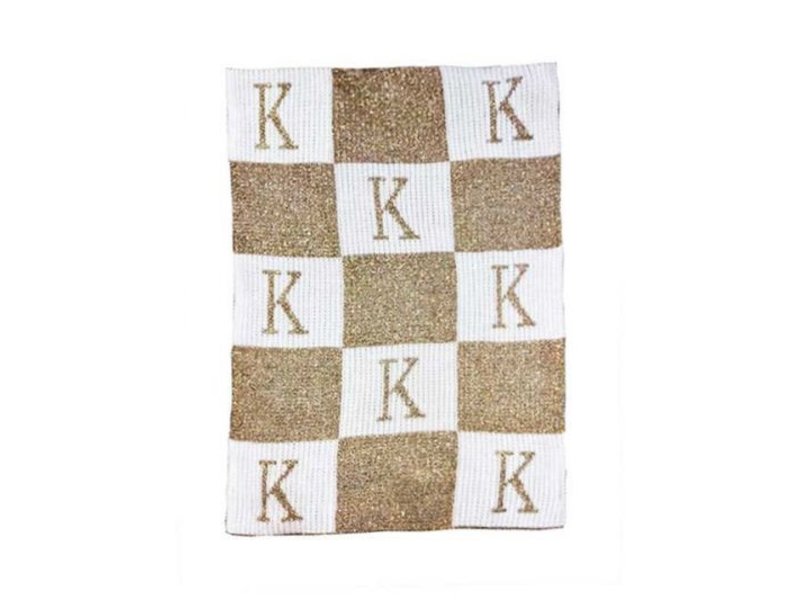 Butterscotch Blankees Personalized Metallic Initial & Blocks Stroller Blanket