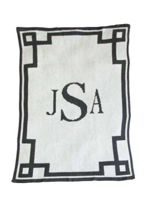 Personalized Monogram & Scroll Throw Blanket