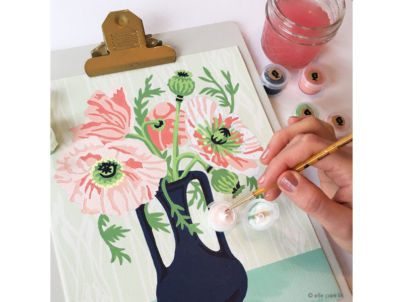 Elle Cree Poppies In Vase Paint-By-Number Kit