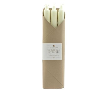 12" Ivory Taper Candle - 6 Pc