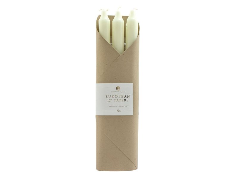 Northern Lights 12" Ivory Taper Candle - 6 Pc