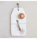 Creative Co-OP Marble Board w/ Snowflake Design & Canape Knife, Set of 2