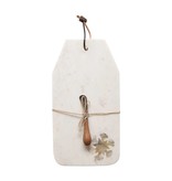 Creative Co-OP Marble Board w/ Snowflake Design & Canape Knife, Set of 2