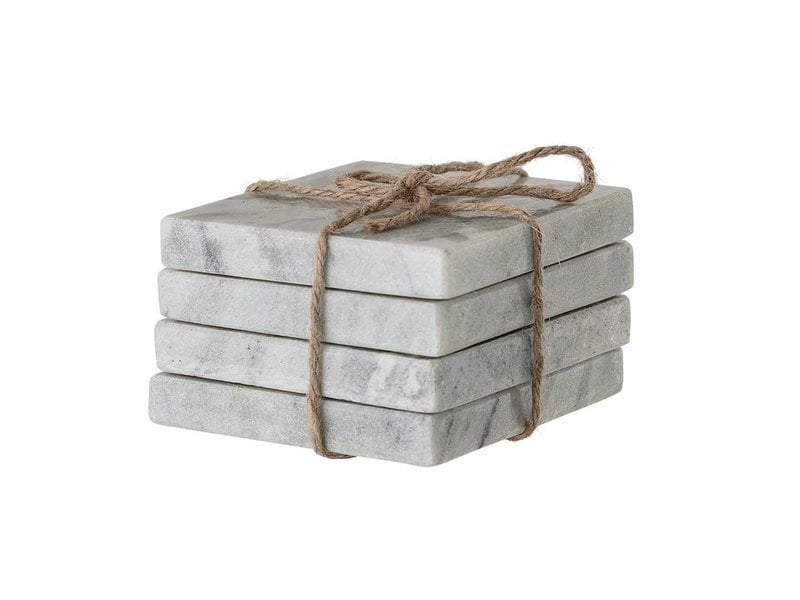 Bloomingville Square White Marble Coasters