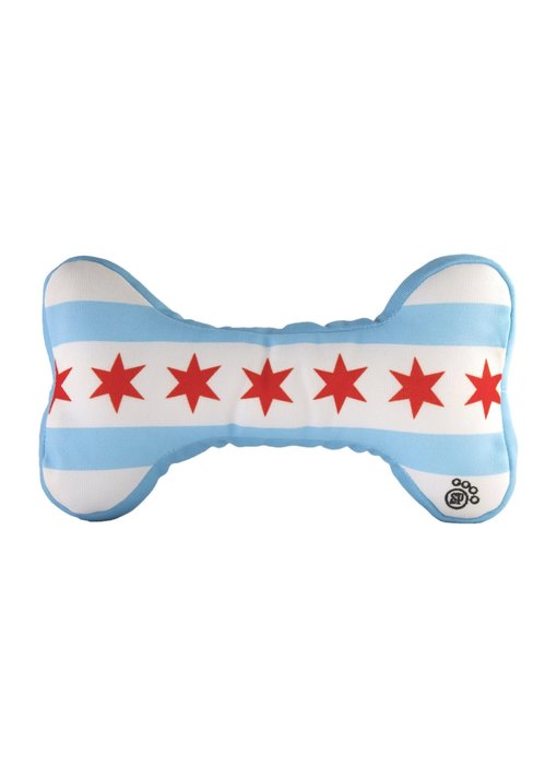 Chicago Flag Bone Dog Toy
