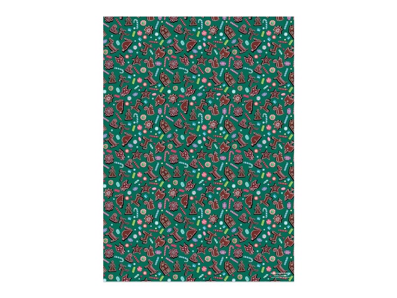 Red Cap Cards Gingerbread Gift Wrap