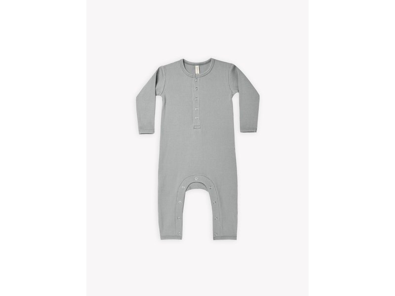 Quincy Mae Dusty Blue Ribbed Baby Jumpsuit