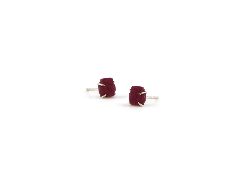 Jurate Brown Ruby Raw Stone Earrings