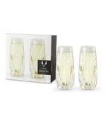 Viski Cactus Crystal Stemless Champagne Flutes