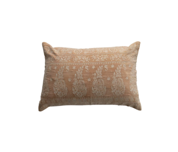 Velvet Embroidered Lumbar Pillow