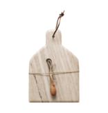 Creative Co-OP Marble Cheese/Cutting Board with Canape Knife, Sand Color, Set of 2