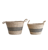 Creative Co-OP Hand-Woven Striped Baskets with Handles