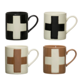Creative Co-OP Handmade Stoneware Mug with Swiss Cross