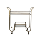 Creative Co-OP Metal 2-Tier Bar Cart on Casters with Glass Shelves, Antique Brass Finish