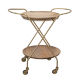 Creative Co-OP Metal and Mango Wood Two-Tier Bar Cart on Casters