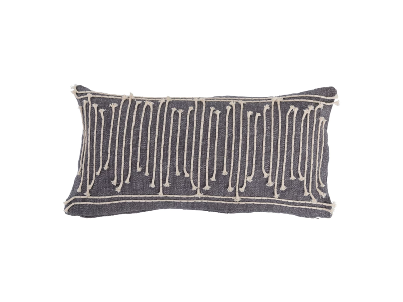 Bloomingville Cotton Lumbar Pillow with Appliqued Rope and Metallic Embroidery