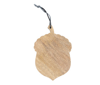 Mango Wood Acorn Shaped Cheese/Cutting Board with Leather Tie