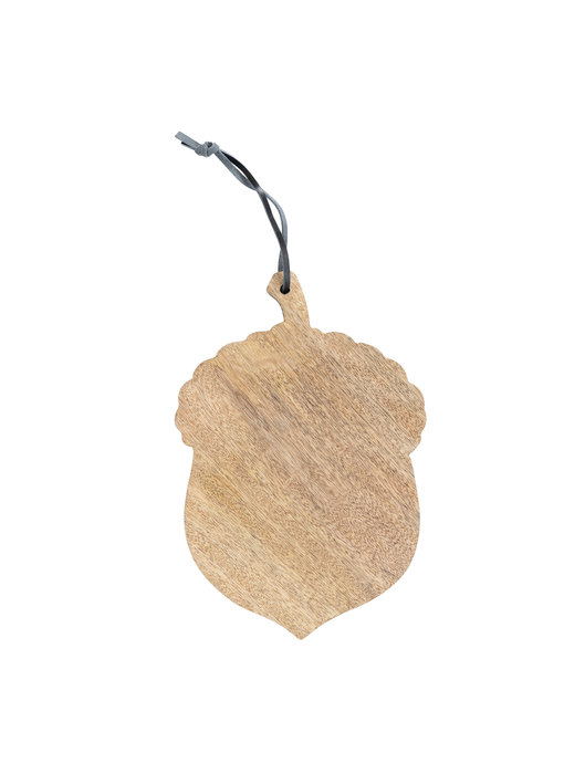 Mango Wood Acorn Shaped Cheese/Cutting Board with Leather Tie