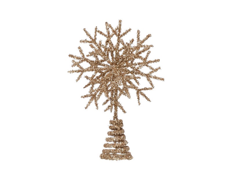 Creative Co-OP Metal and Mica Snowflake Tree Topper, Champagne Finish