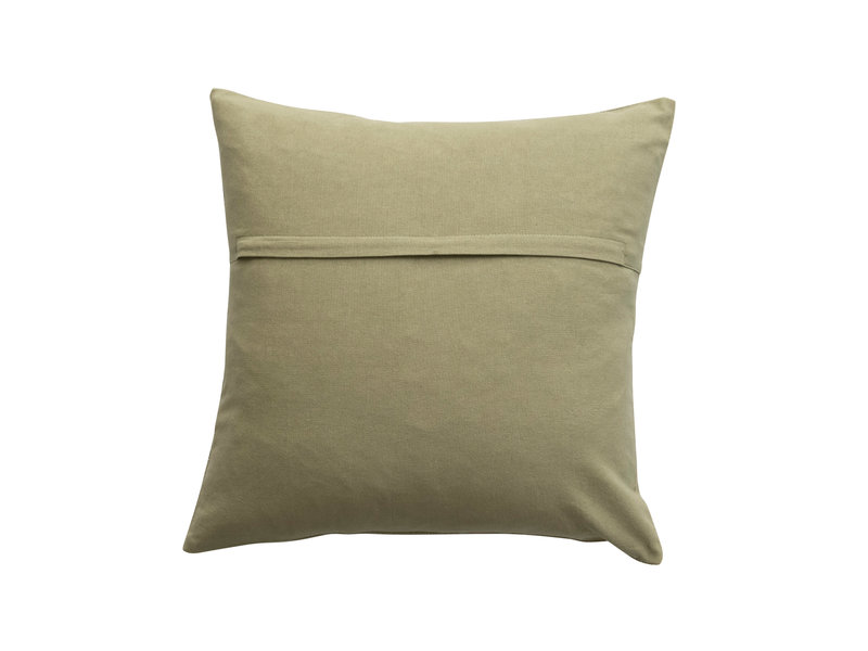 Creative Co-OP Square Cotton Blend Pillow with Applique Star and Jingle Bells, Sage and Silver Color