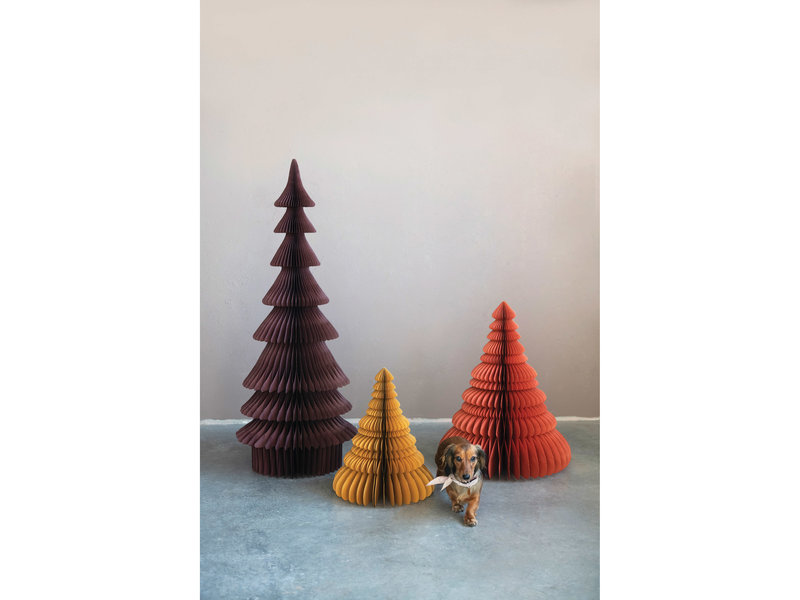 Creative Co-OP Burnt Orange Color Paper Honeycomb Tree