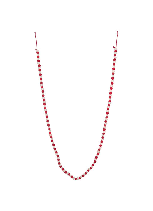 Red and White Wool Felt Ball Garland