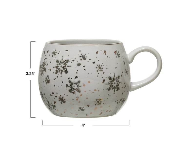 Creative Co-OP Hand Stamped Mug with Snowflake Pattern