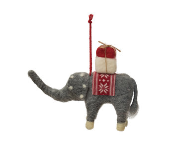 Wool Felt Elephant Ornament with Gifts