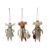 Creative Co-OP Wool Felt Medical Professional Mouse Ornament 3 Styles
