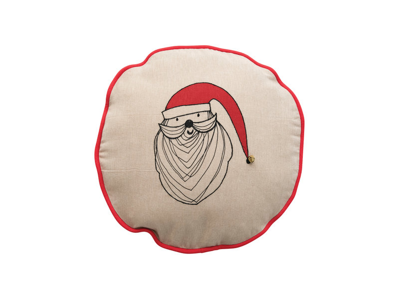Creative Co-OP Cotton Chambray Pillow with Santa Claus