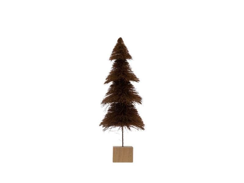 Creative Co-OP 4-1/2" Round x 11-1/2"H Sisal Bottle Brush Tree with Wood Base, Brown