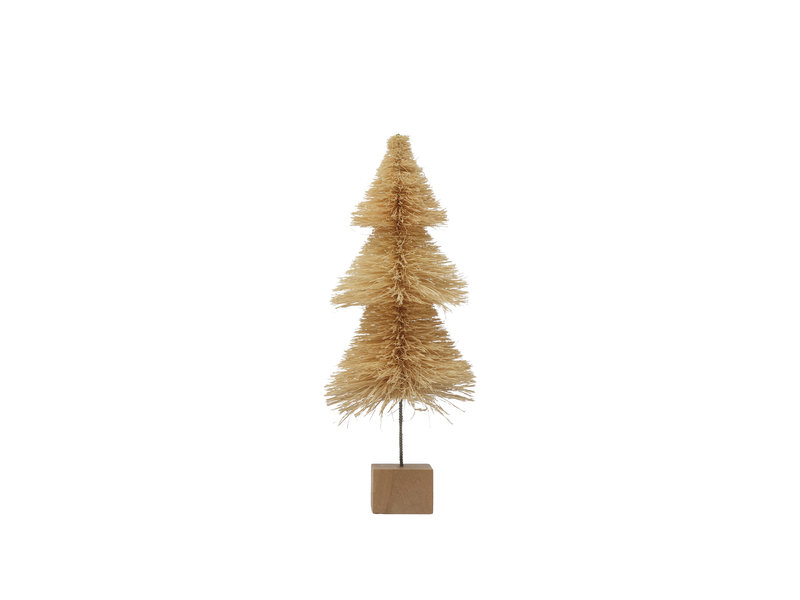 Creative Co-OP 4" Round x 10"H Sisal Bottle Brush Tree with Wood Base, Cream Color