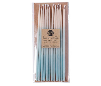 Tall Aqua Ombre Beeswax Birthday Candles