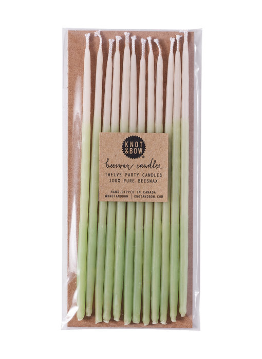 Tall Mint Ombre Beeswax Birthday Candles