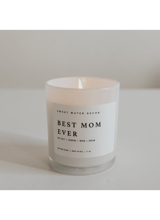 Best Mom Ever! Soy Candle | White Jar + Wood Lid