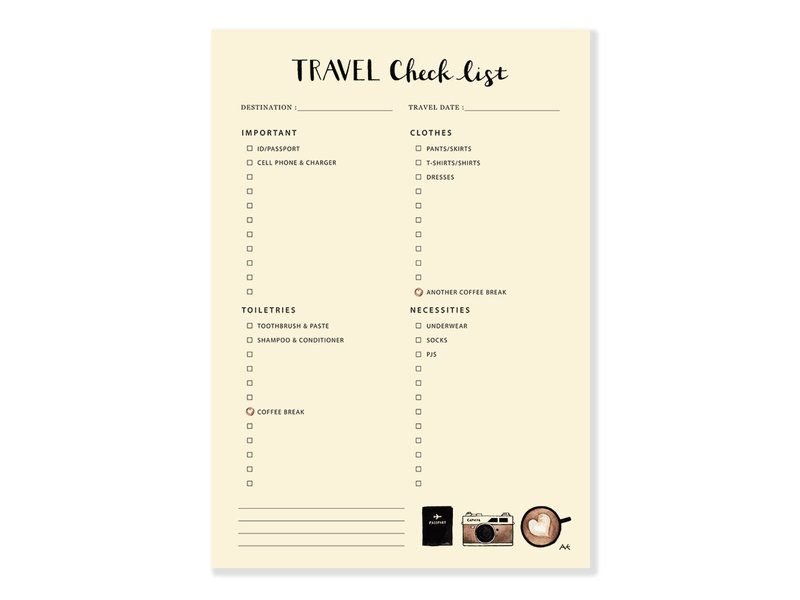 AKR Design Studio Travel Checklist Notepad