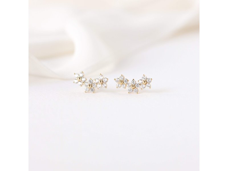 Lover's Tempo Blossom Climber Earrings Gold/Clear